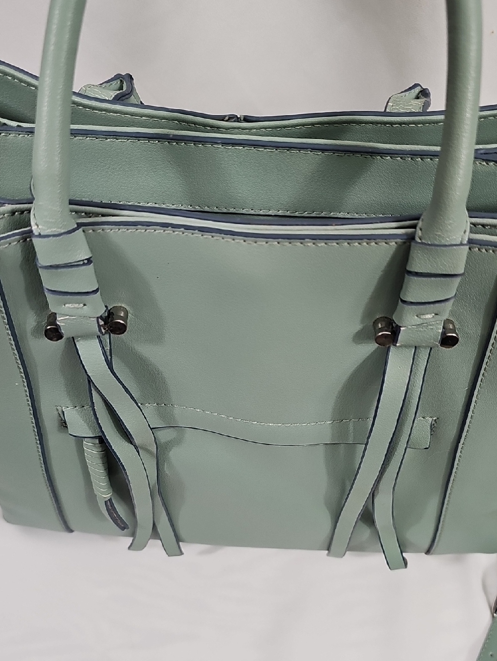 Mint Green Leather Tote Bag - Picture 12 of 13